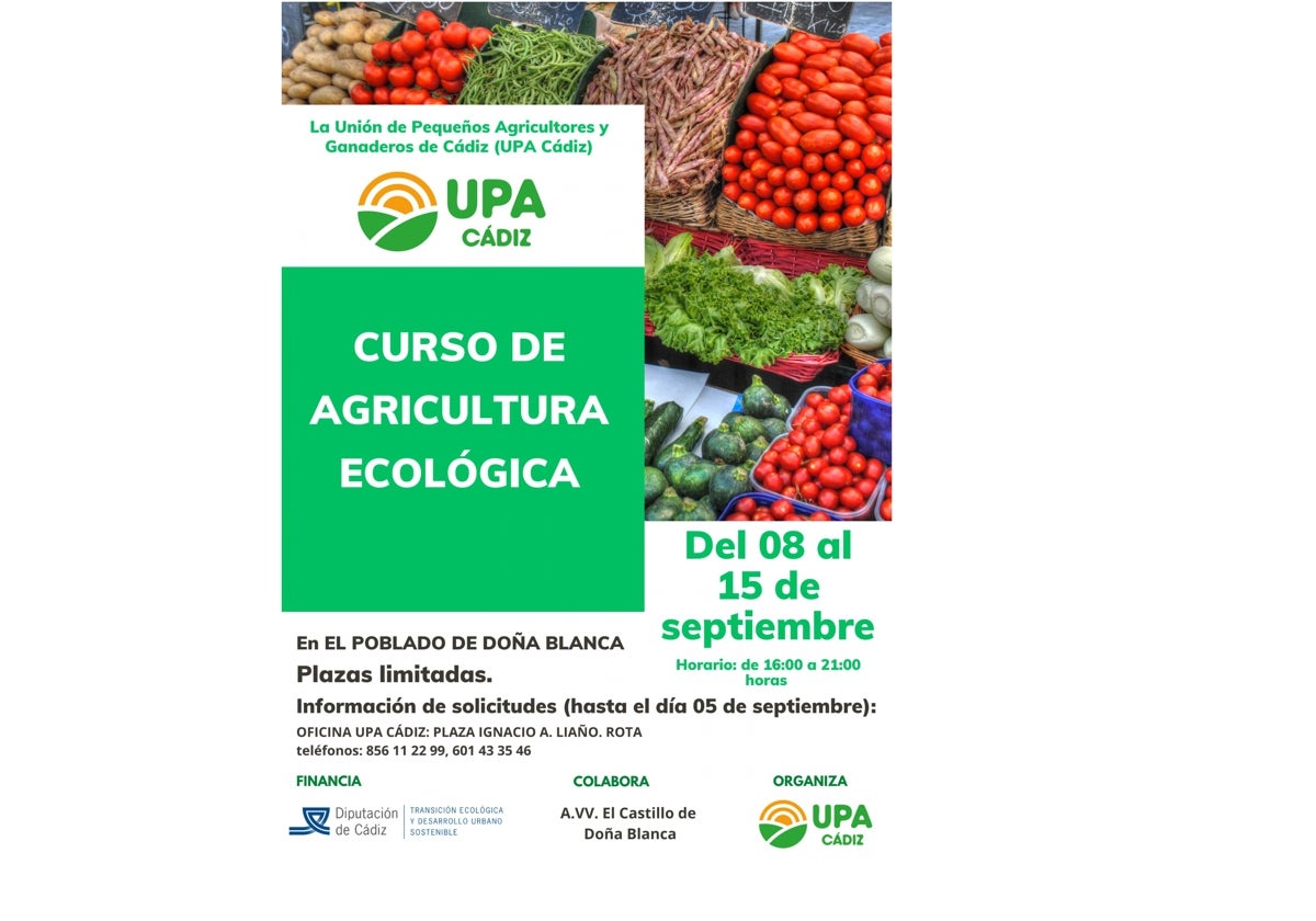 Cartel del curso de Agricultura Ecológica.