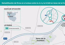 Adjudicada por 320.000 euros la rehabilitación del enlace entre la autovía A-4 y la carretera N-349 en Jerez
