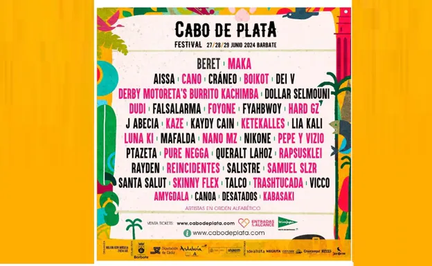 Festival Cabo Plata 2024: consulta el cartel completo y los artistas que llenarán Barbate de música este verano