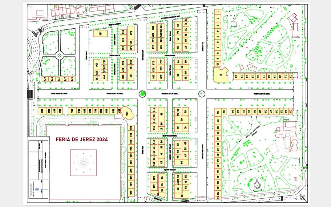 El plano de las casetas de Jerez de la Feria 2024