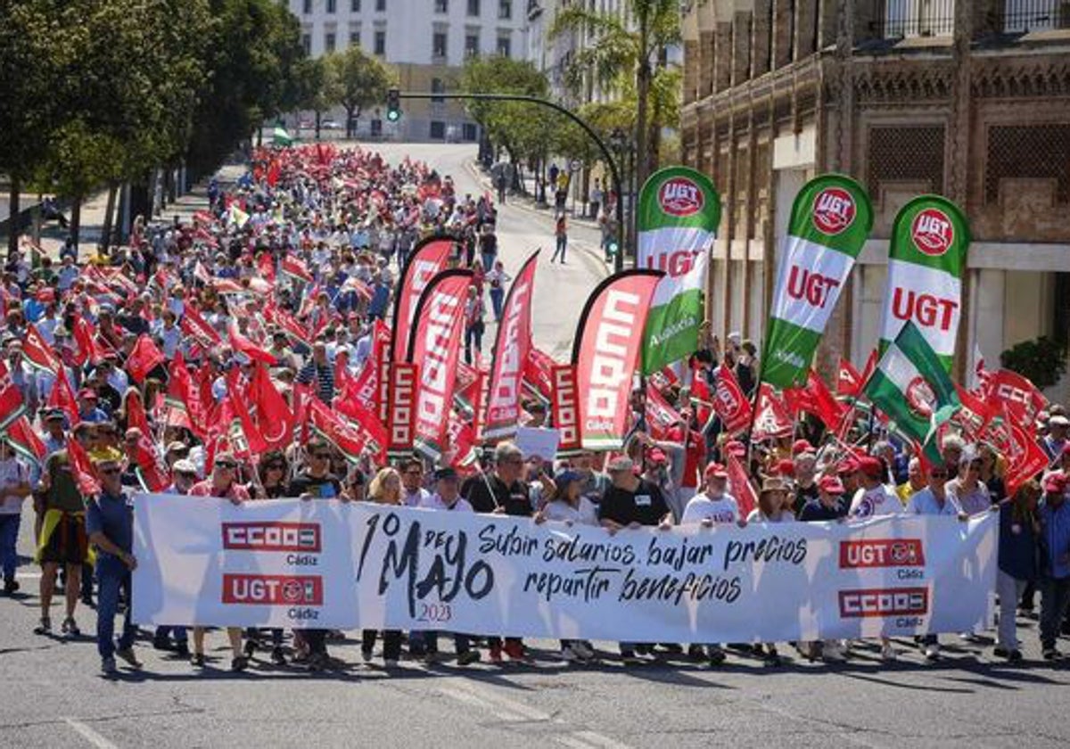 Manifestación del Primero de Mayo en Cádiz el pasado año