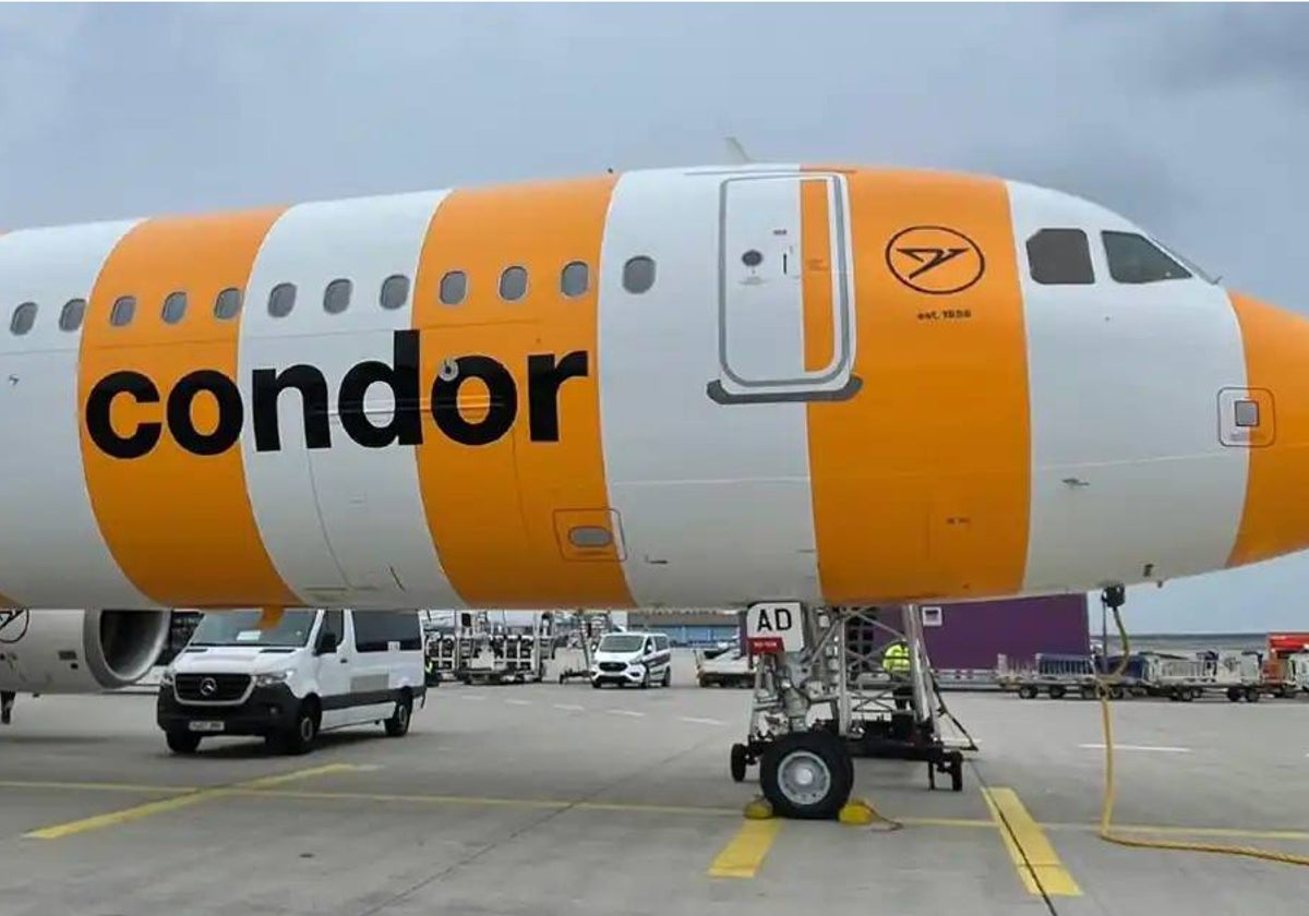 Aviones de la aerolínea Condor, utilizados por turistas ingleses, en el aeropuerto de Jerez