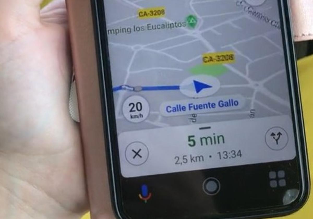 Imagen del GPS que muestra la calle