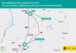 El Gobierno aprueba provisionalmente la remodelación de los enlaces de la AP-4 con Los Palacios y El Cuervo