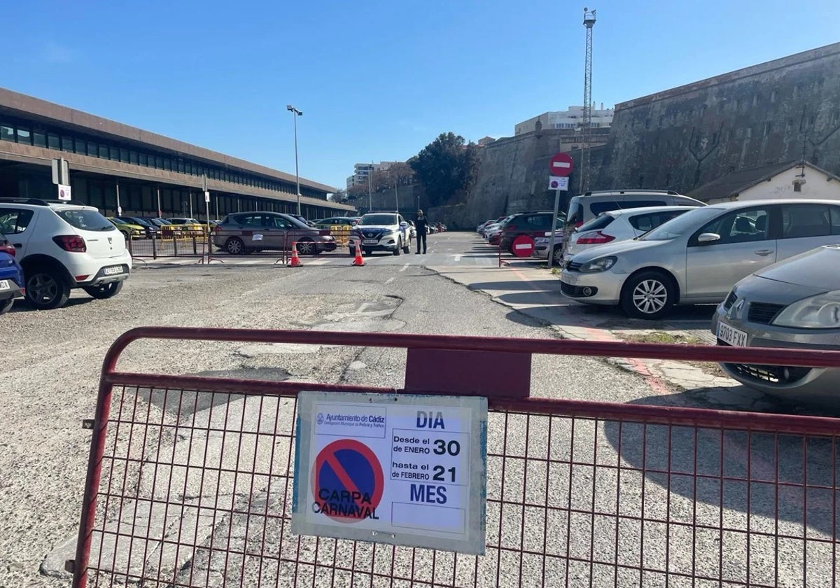 Zona donde se ha instalado este año la carpa del Carnaval.