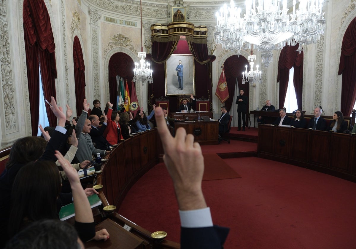 Sesión plenaria extraordinaria en el Ayuntamiento de Cádiz.