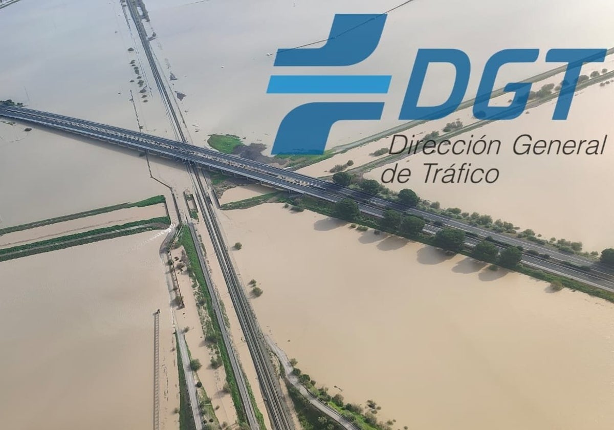 Imagen de la autopista que une Cádiz y Sevilla publicada ayer por la DGT