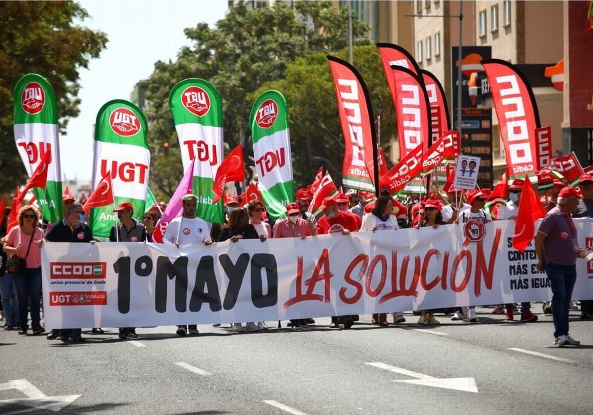 Imagen de la última celebración del Primero de Mayo en Cádiz
