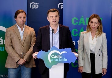 Antonio Repullo, Bruno García y Almudena Martínez, en la sede del PP