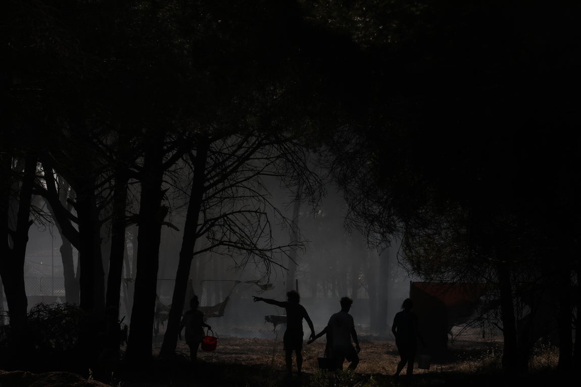 Fotos: Los vecinos se vuelcan para sofocar el incendio de Chiclana