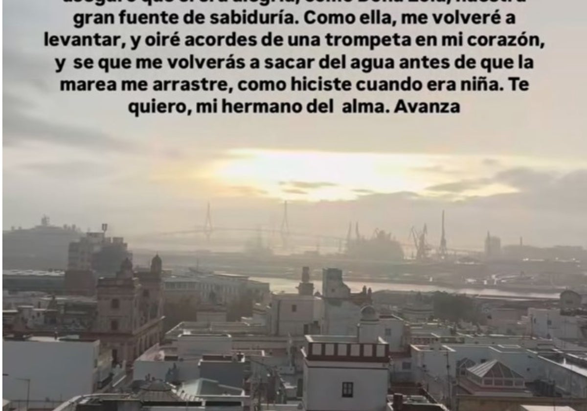 Paz Padilla sube a su redes sociales un emotivo mensaje con la ciudad de Cádiz amaneciendo este martes.