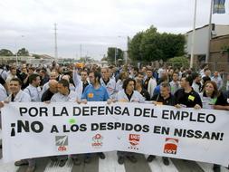 Los empleados de Nissan se han manifestado esta semana pidiendo que se revise el ERE de la empresa para evitar los despidos./ Archivo