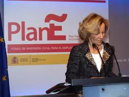 La ministra Elena Salgado, durante el balance del los proyectos presentados para acceder al Fondo de Inversión Local. / Ministerio de Administraciones Públicas
