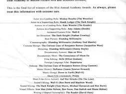 Imagen de la supuesta lista de ganadores de los Oscar que circula por Internet /ABC