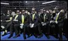 Janet Jackson, Randy Jackson, Tito Jackson, Marlon Jackson, Jackie Jackson y Jermaine Jackson en el funeral de Michael /AFP