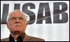 El presidente checo, Vaclav Klaus, el pasado sábado durante una manifestación contra el Tratado de Lisboa en Praga / Efe