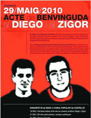 Cartel en el que se anuncia el homenaje, con brindis incluido, a los presos de ETA