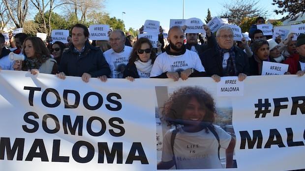 La familia de Maloma durante una manifestación para pedir su regreso