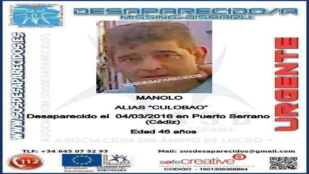 Foto del hombre desaparecido en Puerto Serrano
