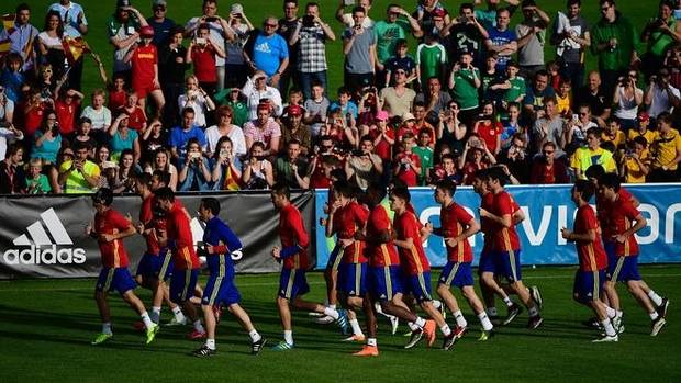 Entrenamiento de la selección española de fútbol.