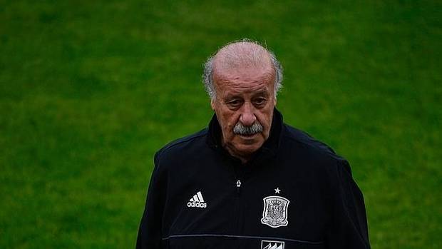 Del Bosque, durante el primer entrenamiento en Austria.