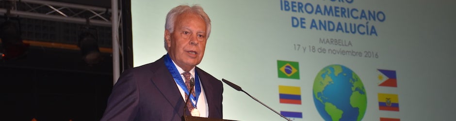 Felipe González durante su intervención en el Foro Iberoamericano de Andalucía