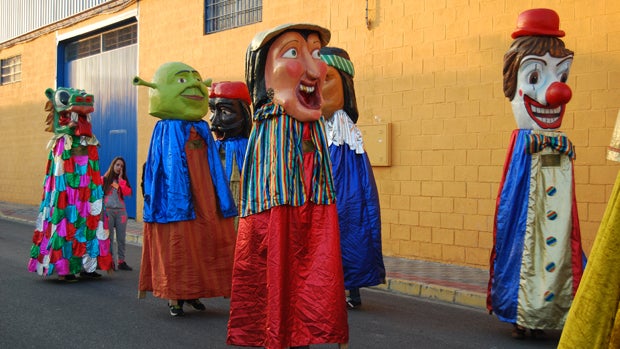 Algunos de los cabezudos de la Cabalgata nazarena