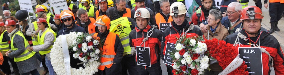 Manifestación de los Bomberos de Málaga