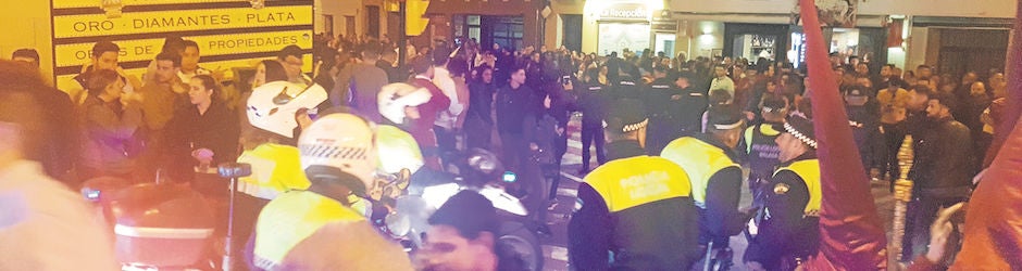 La calle Carretería de Málaga tras la estampida del Lunes Santo