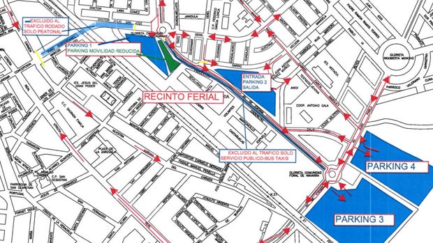 Mapa con los cortes de tráfico en la feria / ABC