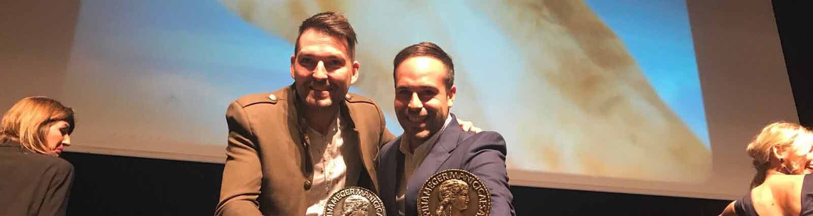Mario Aguilar y David Cabrera en la gala de los premios Agripina