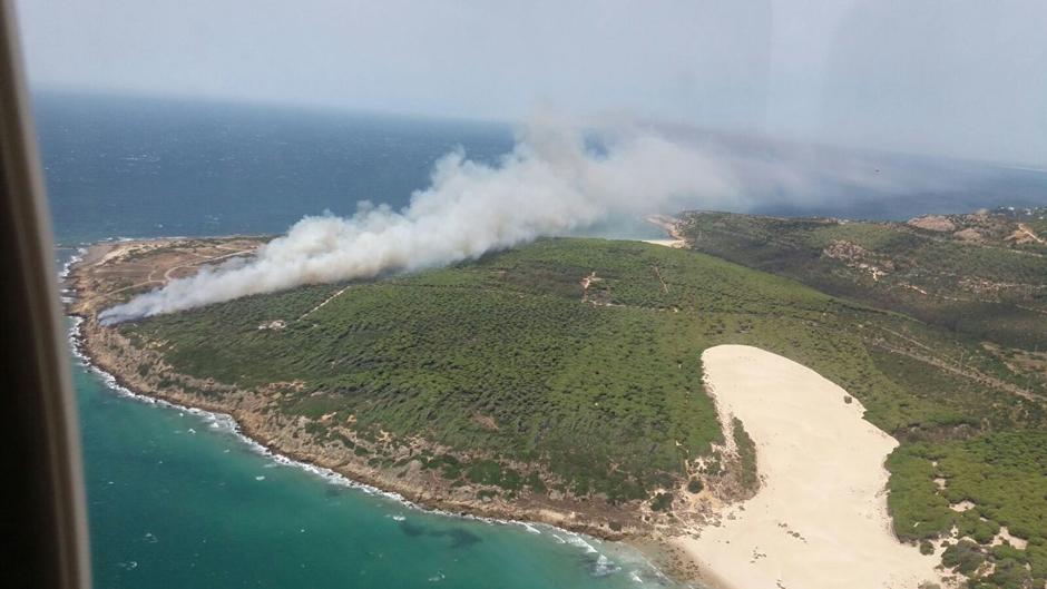 Nuevo incendio en Tarifa junto a la playa de Bolonia