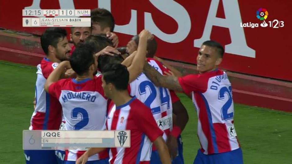 Gol de Babin (1-0) en el Sporting 1-1 Numancia