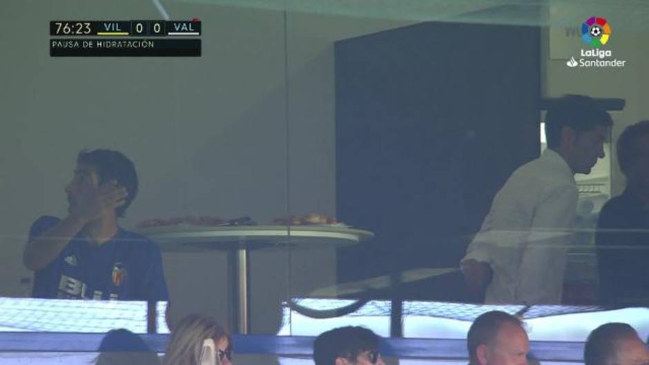 Parejo y Marcelino en el palco tras ser expulsados en el Villarreal 0-0 Valencia