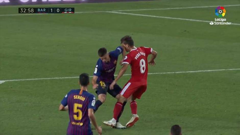 Expulsión de Lenglet en el Barcelona 2 - 2 Girona