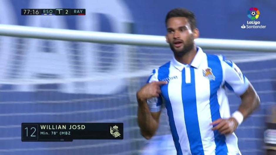 Gol de Willian José (2-2) en el Real Sociedad 2 - 2 Rayo Vallecano