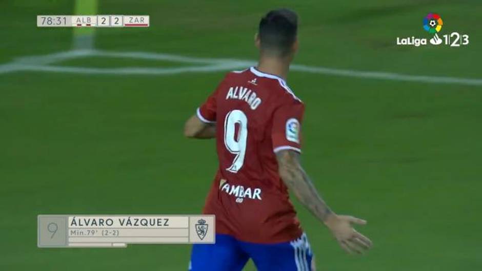 Gol de Álvarez Vázquez (2-2) en el Albacete 2-2 Zaragoza