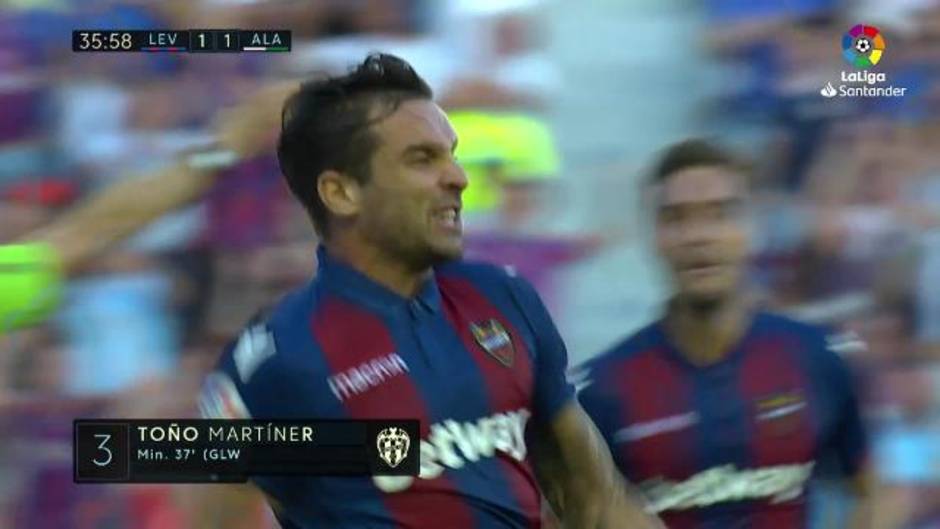 Gol de Toño (2-1) en el Levante 2-1 Alavés