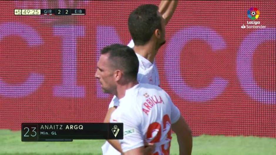 Gol de Arbilla (2-2) en el Girona 2 - 3 Eibar