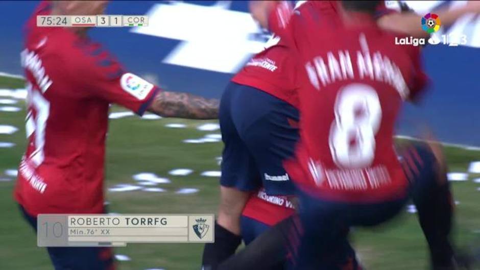 Gol de Roberto Torres (3-1) en el Osasuna 3-1 Córdoba