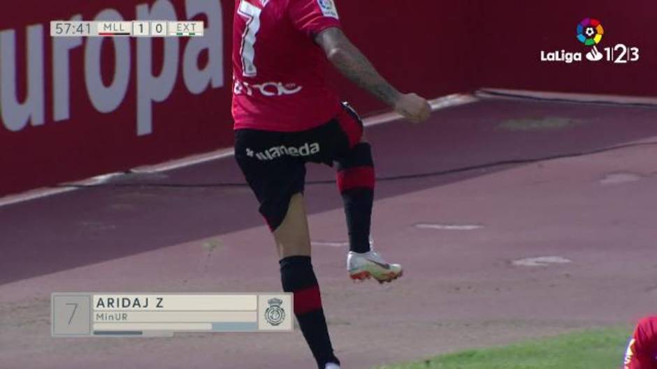 Gol de Aridai Cabrera (1-0) en el Mallorca 1-1 Extremadura