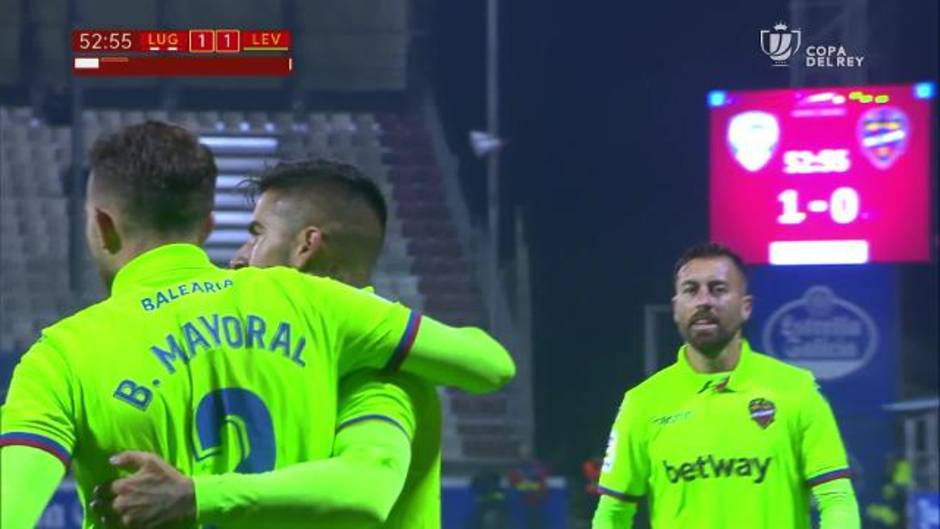 Gol de Borja Mayoral (1-1) en el Lugo 1-1 Levante