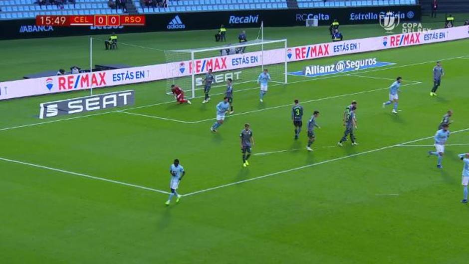 Disparo al palo de Pione Sisto en el Celta de Vigo 1-1 Real Sociedad