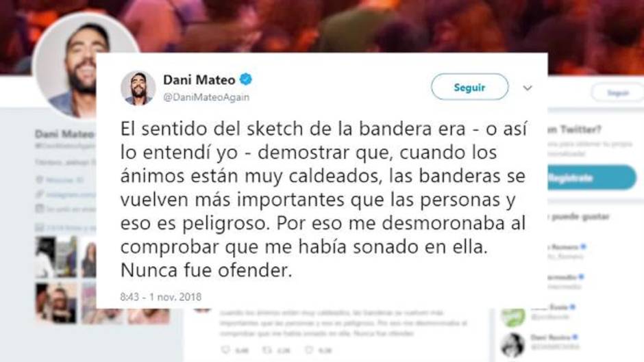 Dani Mateo cierra su twitter «un rato» tras un polémico sketch