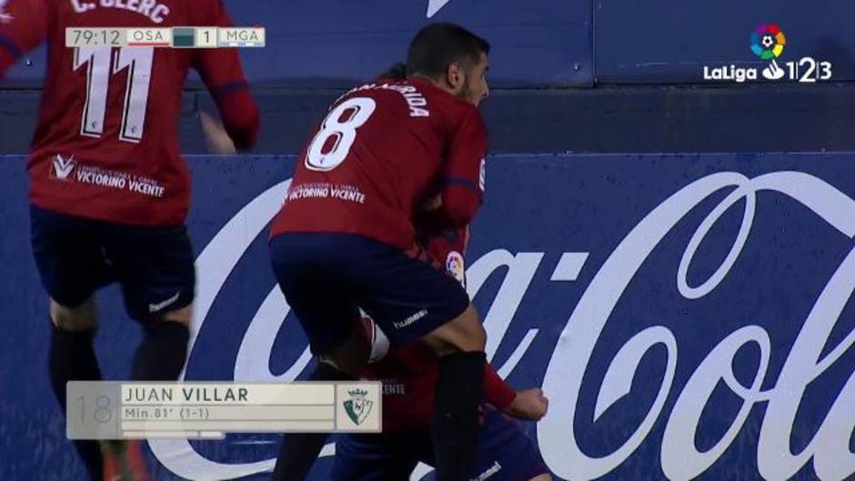 LaLiga 123 (J12): Resumen y goles del Osasuna 2-1 Málaga