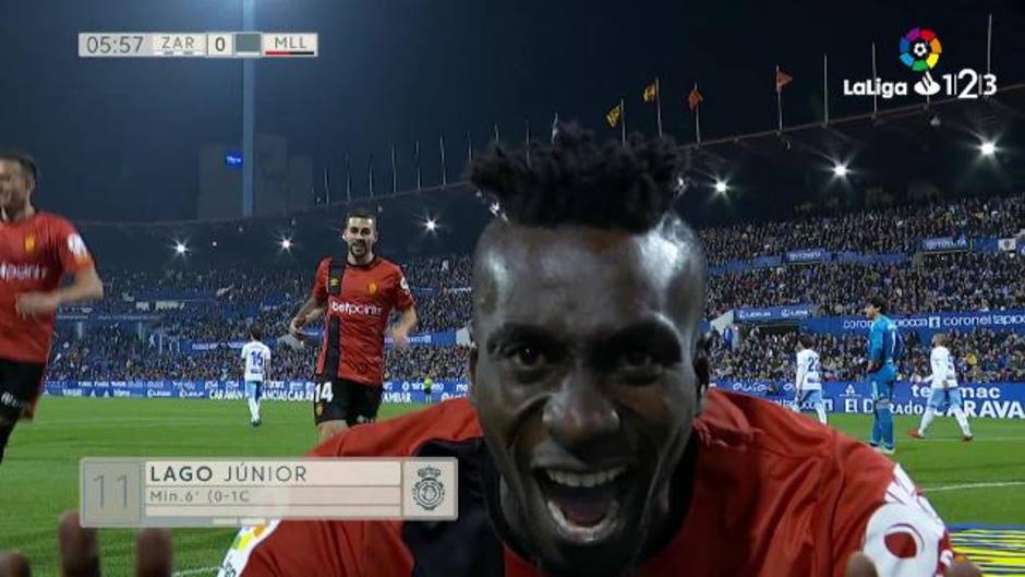 Lago Júnior marca el primer gol del Zaragoza 2 - 2 Mallorca