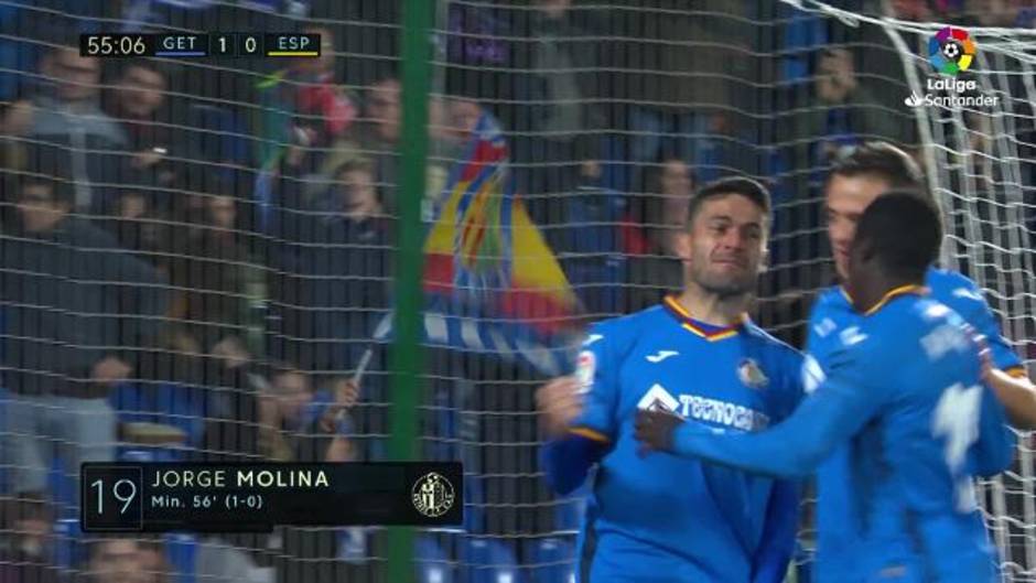 Gol de Jorge Molina (1-0) en el Getafe 3-0 Espanyol