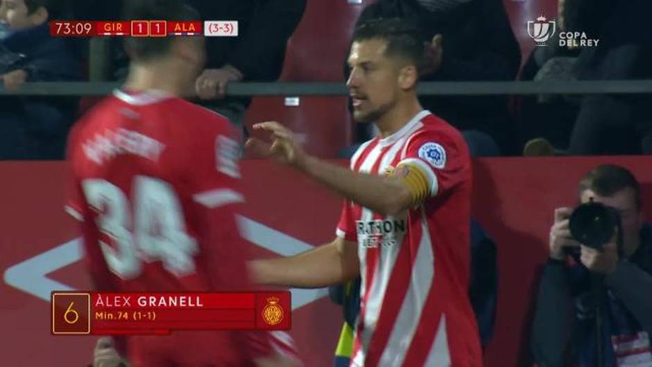 Gol de Àlex Granell (1-1) en el Girona 2-1 Alavés de la Copa del Rey