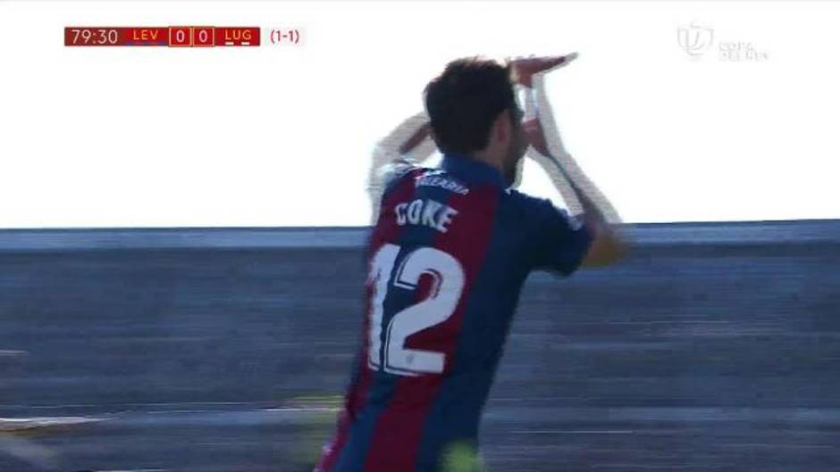 Gol de Coke Andújar (1-0) en el Levante 2-0 Lugo de Copa del Rey