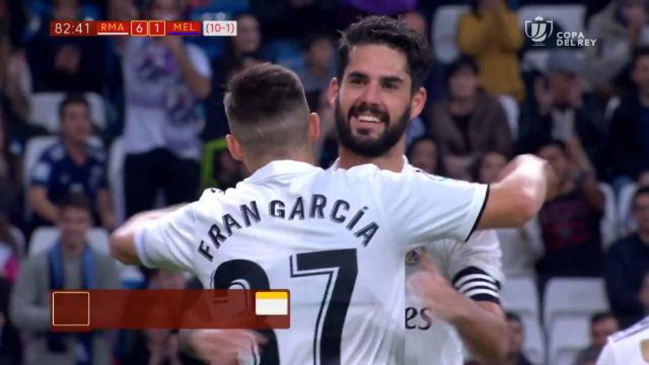 Gol de Isco (6-1) en el Real Madrid 6-1 Melilla
